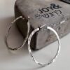 Large silver hoops, Silver hammered hoop earrings