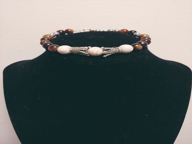 Men Howlite Round Stones Bracelet