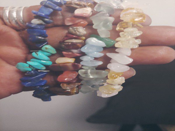 Lot Of 4 Gemstone Chip Bracelets