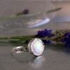 White Opal ring, Gemstone ring, Rustic ring, Stacking ring, Unique ring, Ring for women