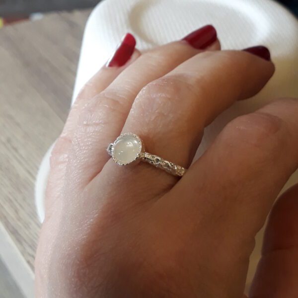 Moonstone ring, Silver stacking rings, Sterling silver, June Birthstone, Rustic ring, birthstone ring - Image 5