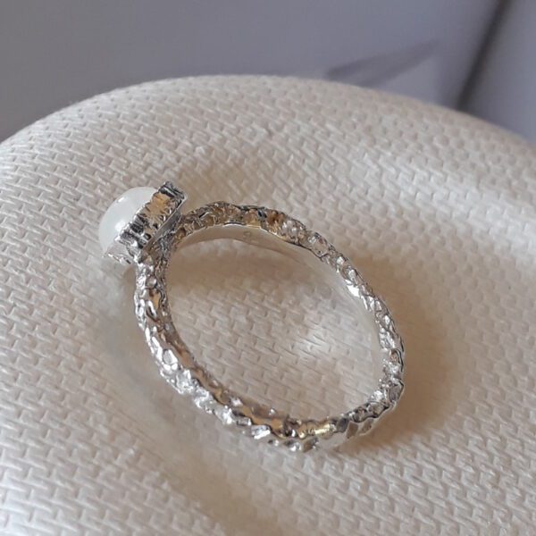 Moonstone ring, Silver stacking rings, Sterling silver, June Birthstone, Rustic ring, birthstone ring - Image 4