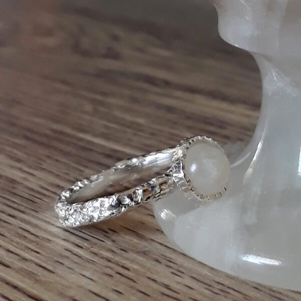 Moonstone ring, Silver stacking rings, Sterling silver, June Birthstone, Rustic ring, birthstone ring