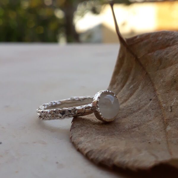 Moonstone ring, Silver stacking rings, Sterling silver, June Birthstone, Rustic ring, birthstone ring - Image 2