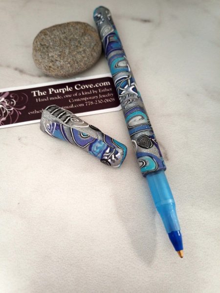 Stripes and Swirls pen with Cover - Image 2