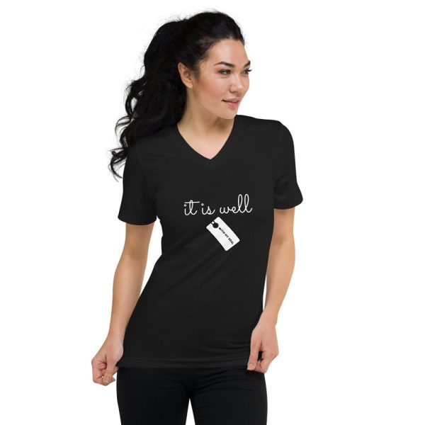 It Is Well With My Soul Unisex Short Sleeve V-Neck T-Shirt - Image 2