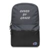Saved By Grace Embroidered Champion Backpack