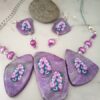 Shiny Mauve with Fuchsia Trumpet Flowers Necklace set