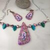 Mini Fuchsia Trumpet Flowers Necklace set