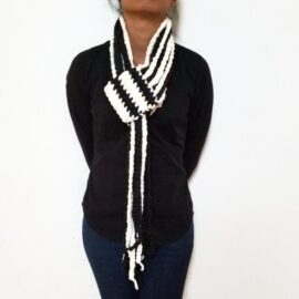 Vone Kevitz Black/White Chain Scarf With Cuff