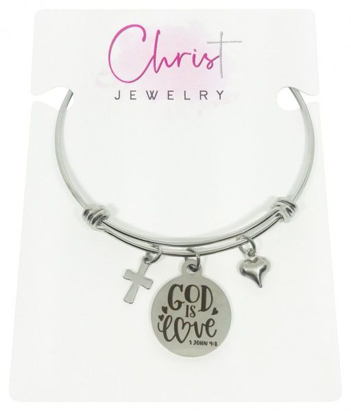 God is love stainless steel expandable bangle