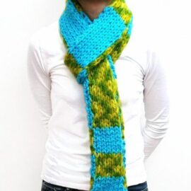 Blue/Green Double Knit Scarf