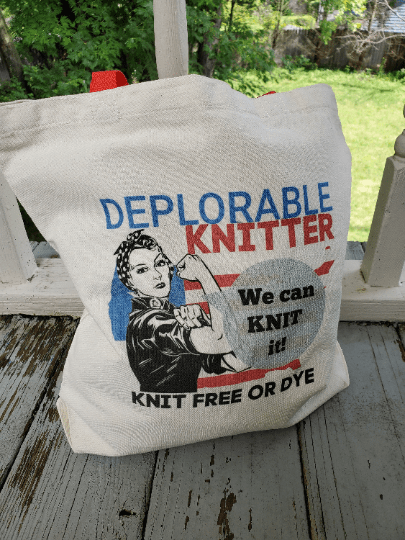 Knit Free or Dye Red Handle Tote Bag - Image 2