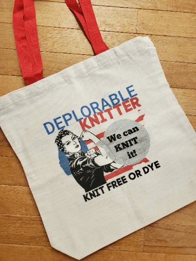 Knit Free or Dye Red Handle Tote Bag