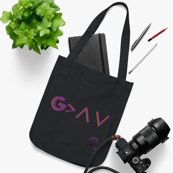 God is Greater Than The Highs and Lows Organic Canvas Tote Bag - Image 3