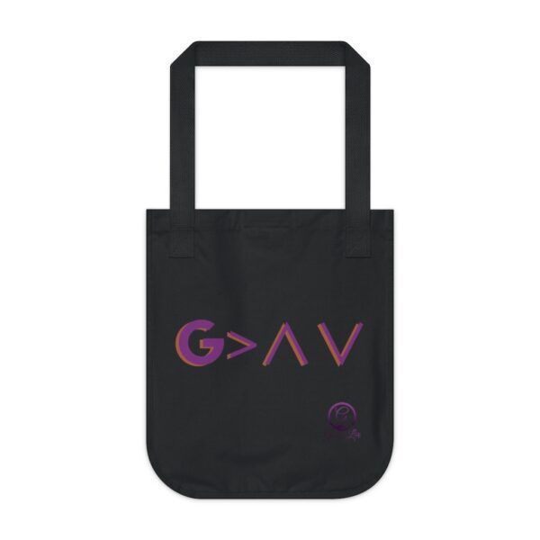 God is Greater Than The Highs and Lows Organic Canvas Tote Bag - Image 2