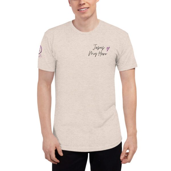 Jesus My Hero Unisex Tri-Blend Track Shirt - Image 3