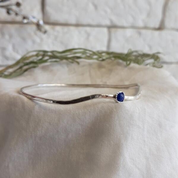 Layered bracelet, Silver bangle bracelets for women, Lapis Lazuli bangle, Gemstone bangle, stacking bracelet