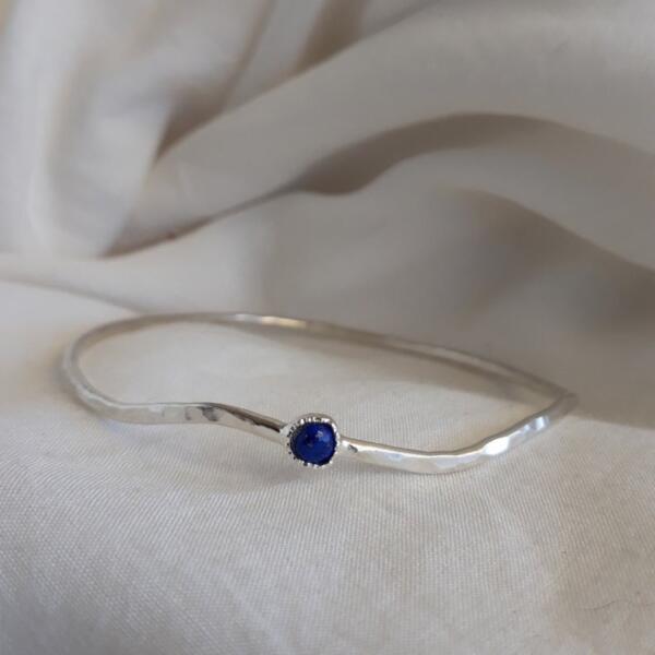 Layered bracelet, Silver bangle bracelets for women, Lapis Lazuli bangle, Gemstone bangle, stacking bracelet - Image 6