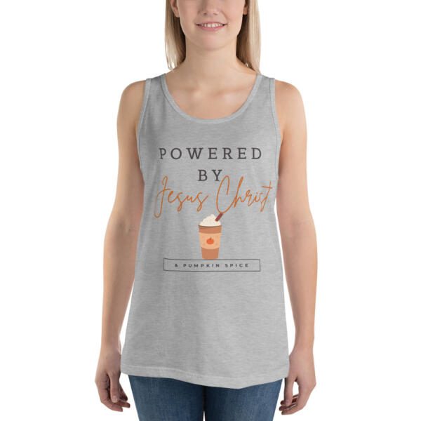 Powered by Jesus Christ Unisex Tank Top - Image 6