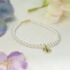 Handmade Saint Benedict charm bracelet, Swarovski pearl bracelet with Benedictine charm