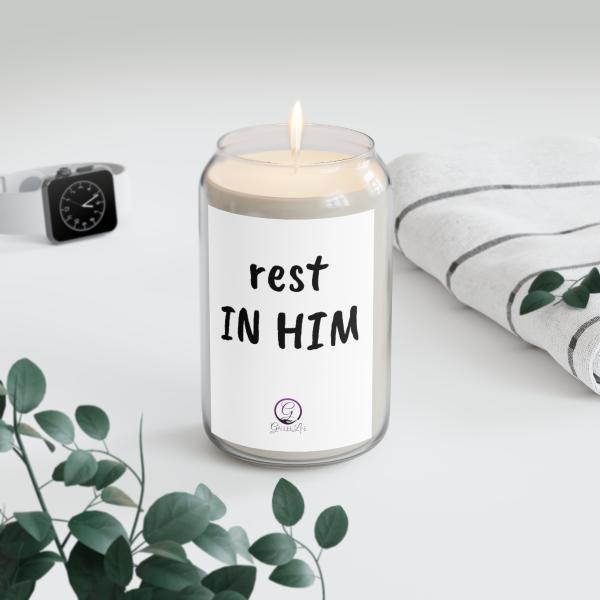 Rest In Him Scented Candle - Image 5