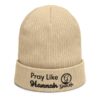 Pray Like Hannah Organic Ribbed Beige Beanie