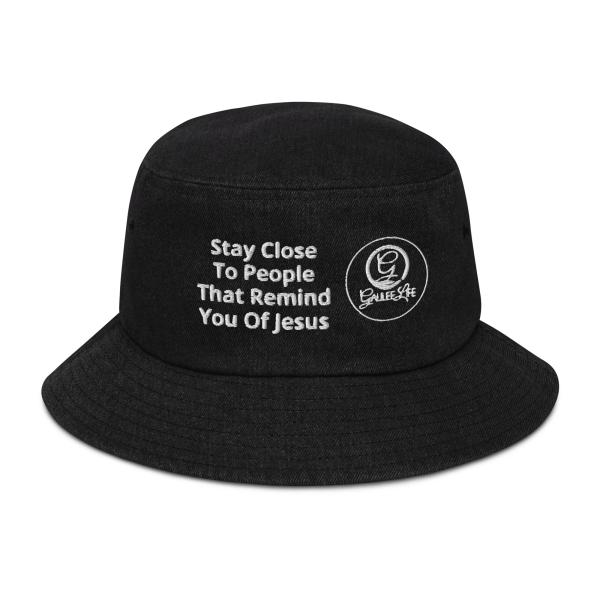 Stay Close Unisex Denim Bucket Hat - Image 3