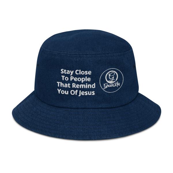 Stay Close Unisex Denim Bucket Hat - Image 5