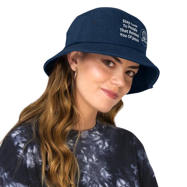 Stay Close Unisex Denim Bucket Hat - Image 8
