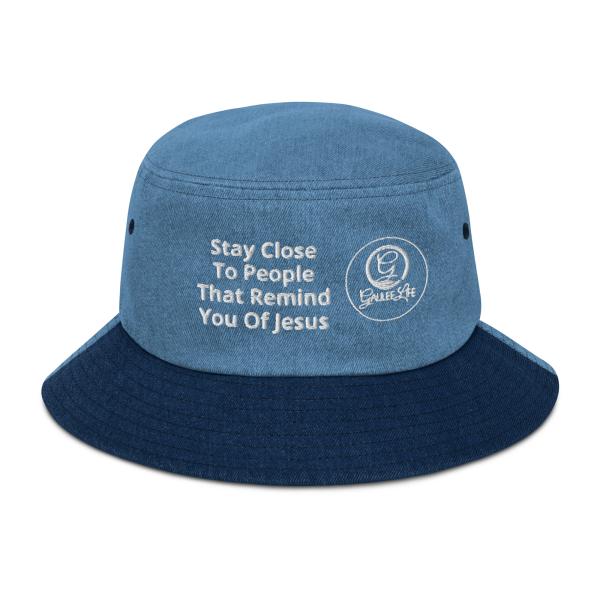 Stay Close Unisex Denim Bucket Hat - Image 4