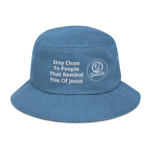 Stay Close Unisex Denim Bucket Hat - Image 6