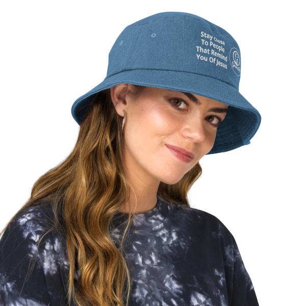 Stay Close Unisex Denim Bucket Hat - Image 10