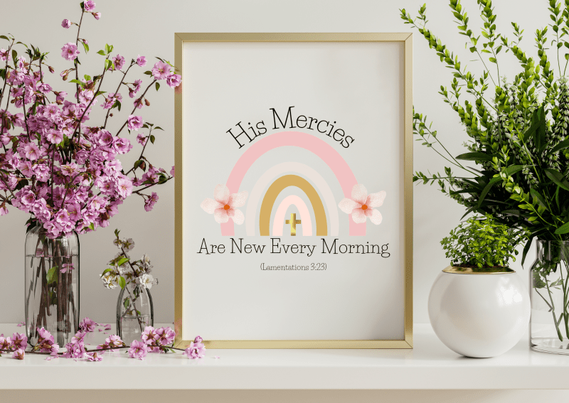His Mercies Are New Every Morning Bible Verse Wall Art