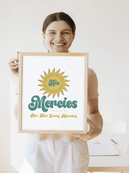 His Mercies Are New Every Morning Retro Style Bible Verse Wall Art - Image 2