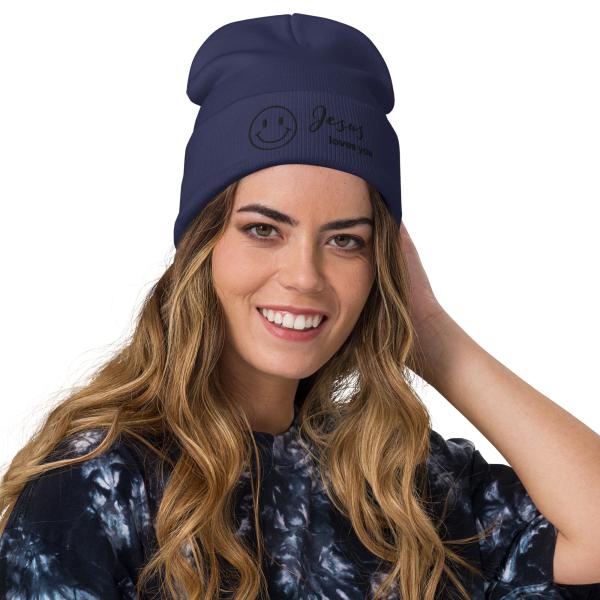 Smile Jesus Loves You Embroidered Beanie - Image 6