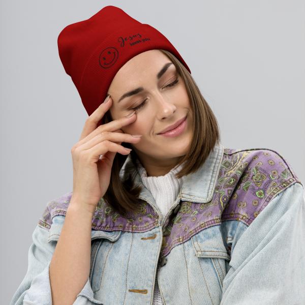 Smile Jesus Loves You Embroidered Beanie - Image 19