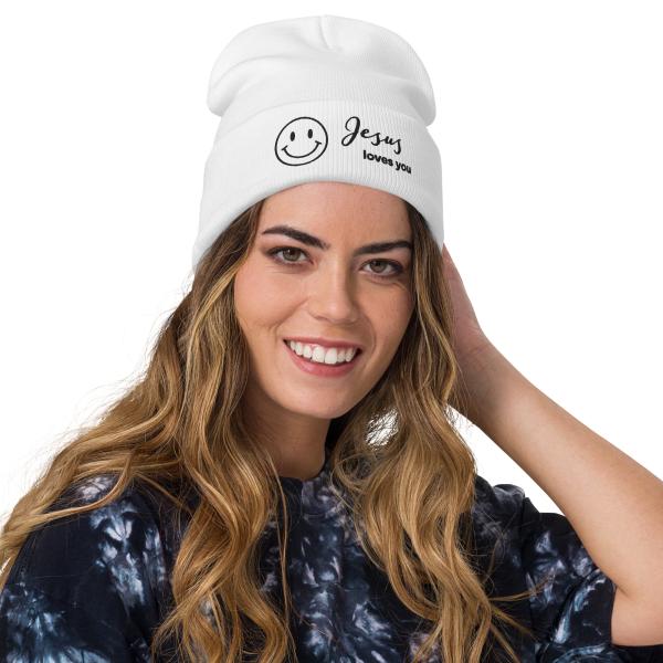 Smile Jesus Loves You Embroidered Beanie - Image 14