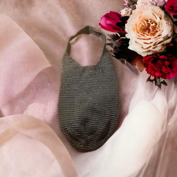 Handmade Blue Crochet Market Shoulder Bag