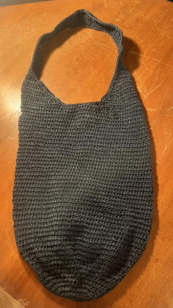 Handmade Blue Crochet Market Shoulder Bag - Image 5