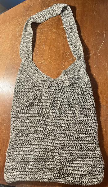 Handmade Tan Crochet Market Shoulder Bag - Image 5