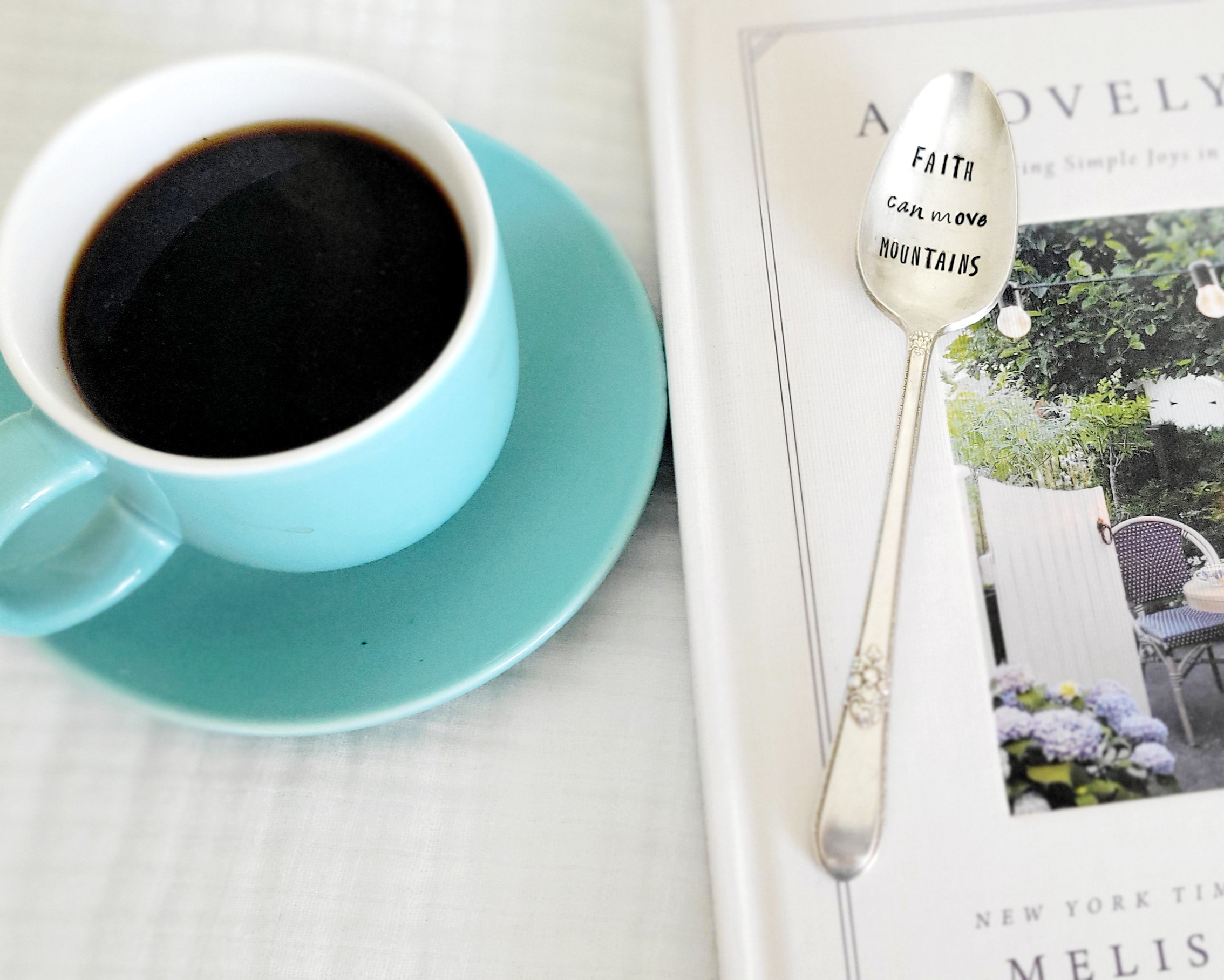 Vintage Silver Plated Spoon,Faith can move mountains,vintage gift,unique gift,coffee gift,tea gift