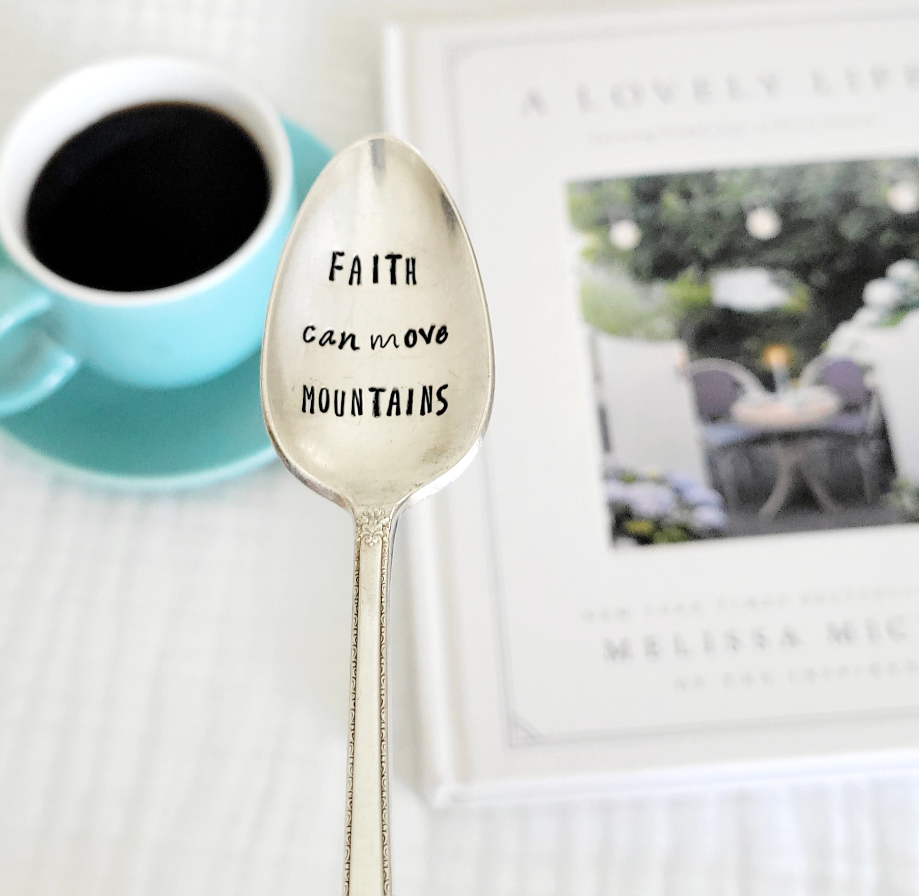 Vintage Silver Plated Spoon,Faith can move mountains,vintage gift,unique gift,coffee gift,tea gift - Image 2