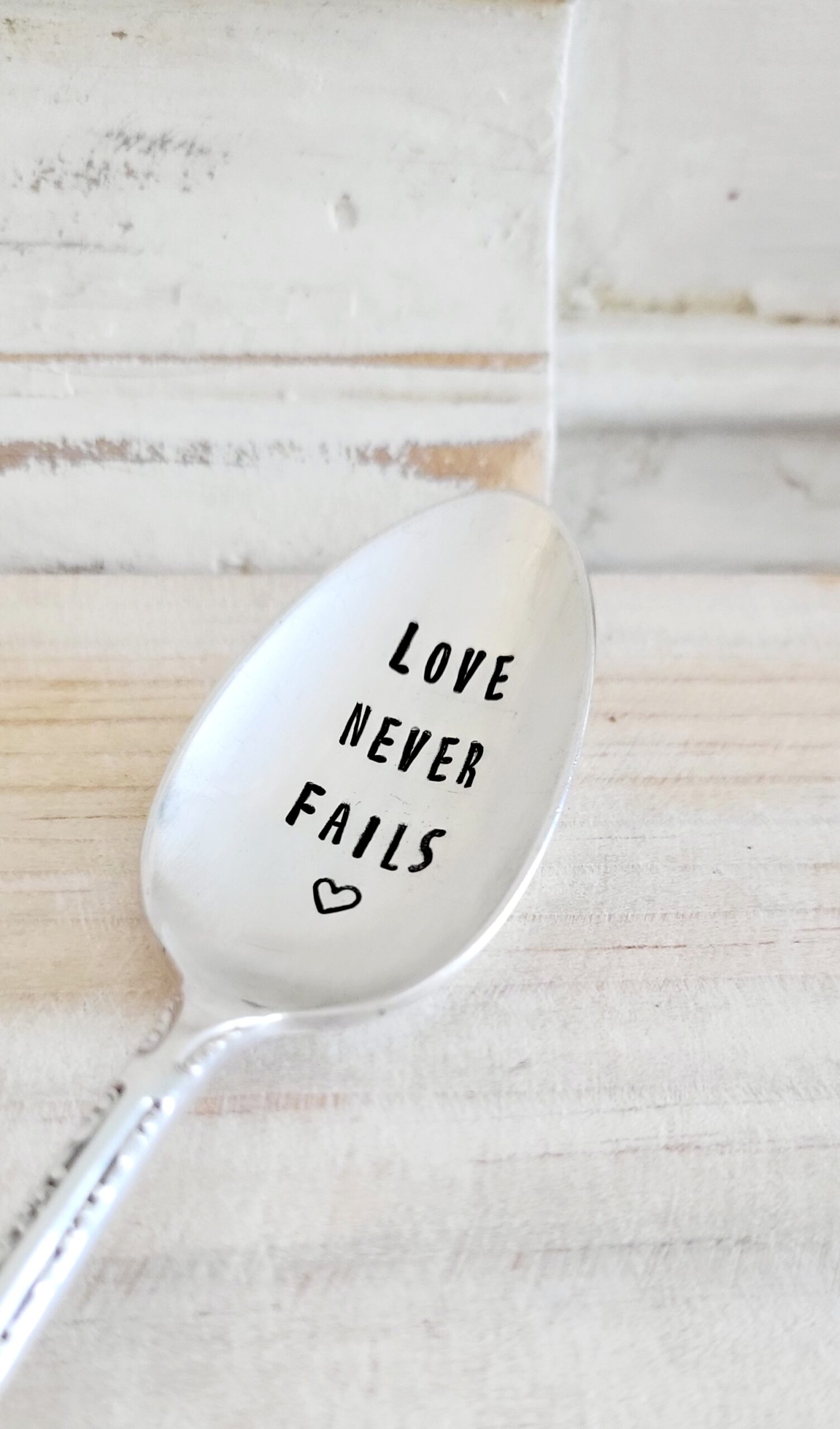Vintage Silver Plated Spoon,love never fails,known and loved,faith based gift,christian gift