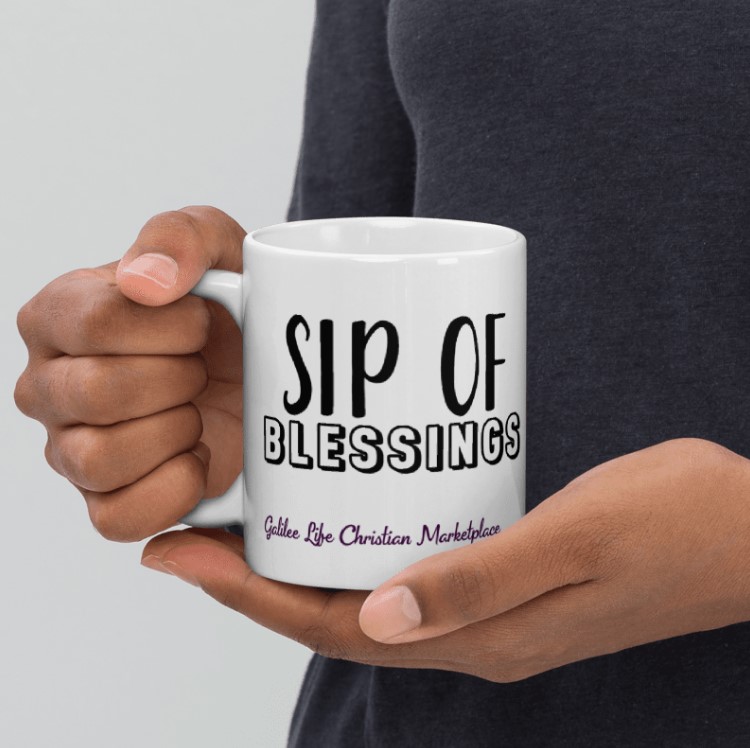 Sip of Blessings White Glossy Mug - Image 12