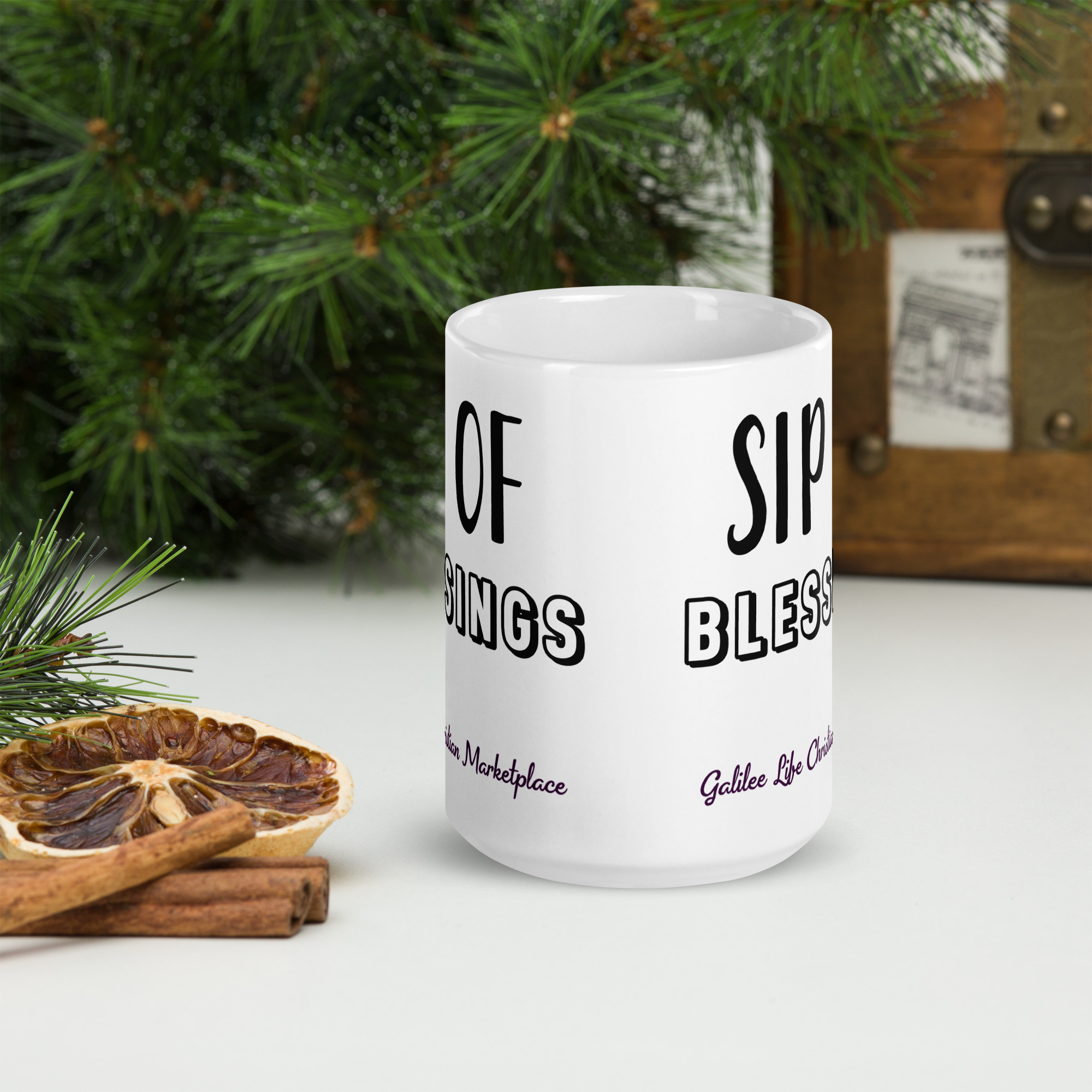 Sip of Blessings White Glossy Mug - Image 6