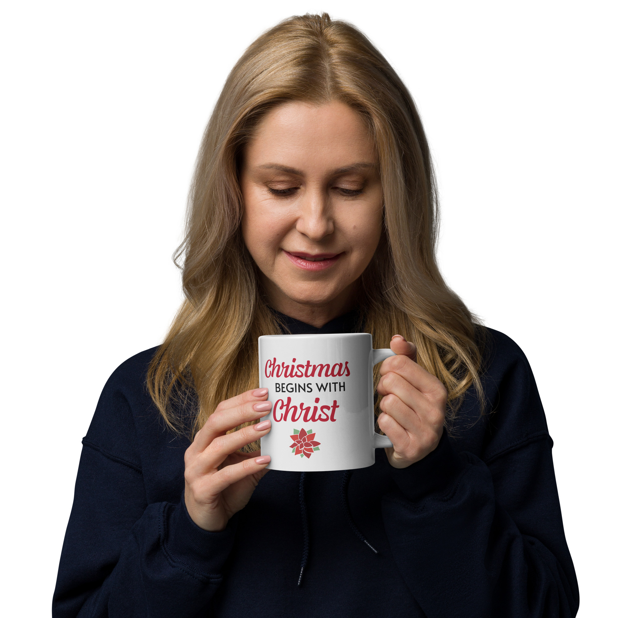 Christmas Begins with Christ White Glossy Mug