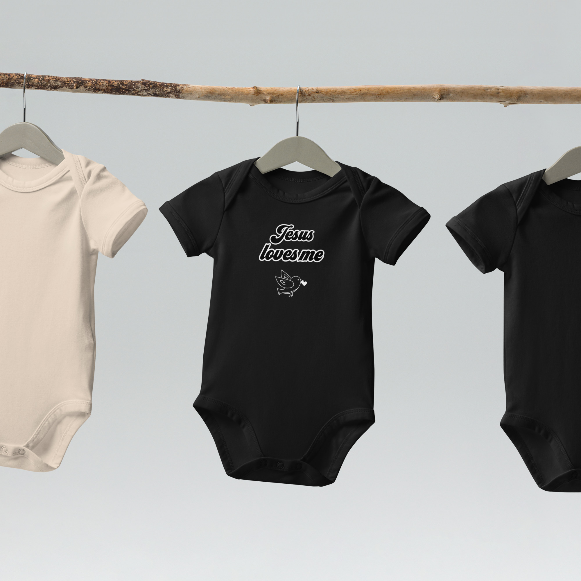Jesus Loves Me Organic Cotton Baby Bodysuit - Image 3