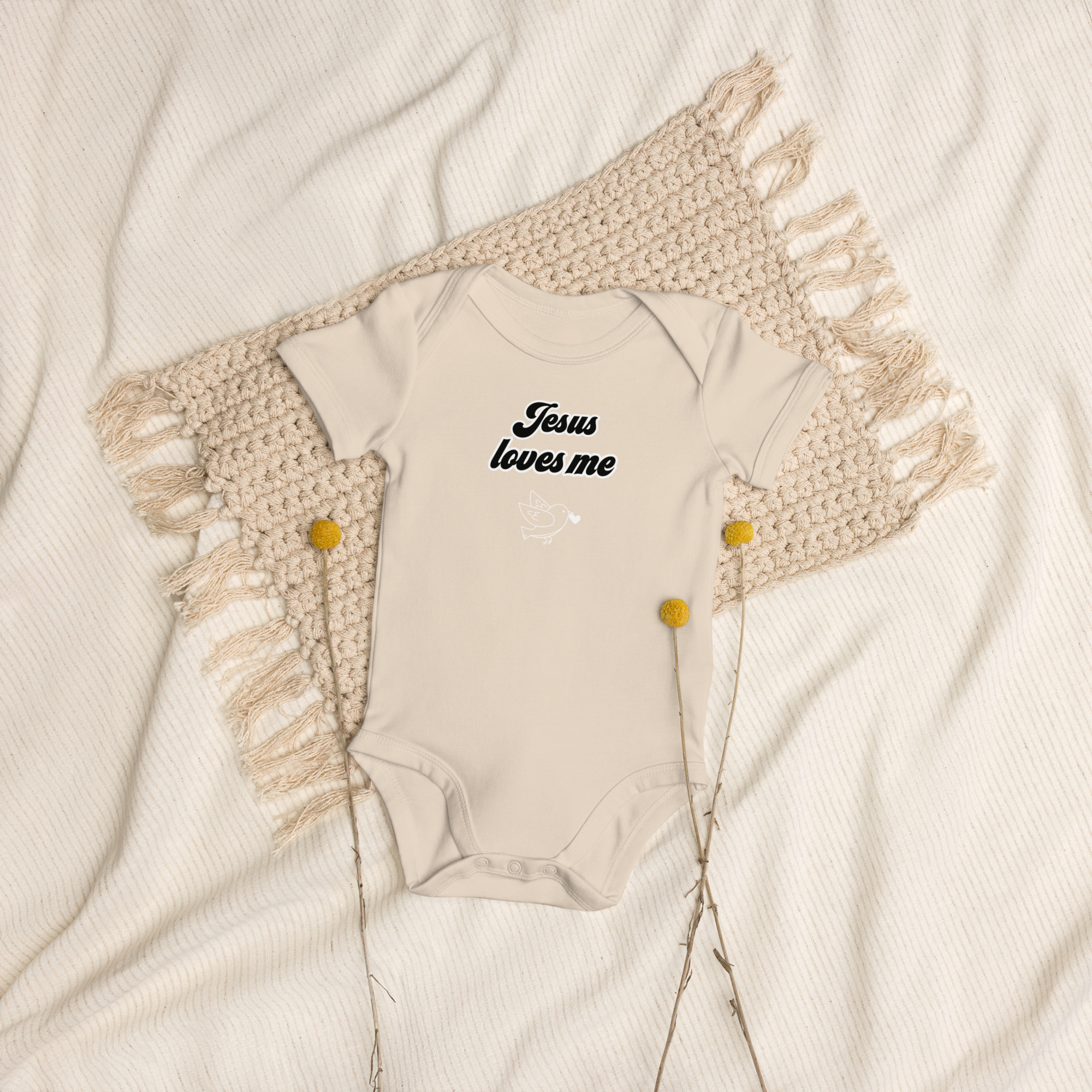 Jesus Loves Me Organic Cotton Baby Bodysuit