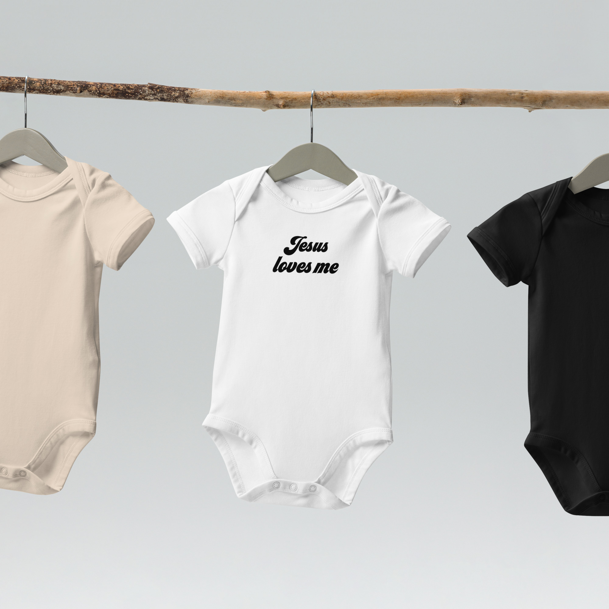 Jesus Loves Me Organic Cotton Baby Bodysuit - Image 2